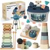 Almaxi Giochi Bambini 6 Mesi in su,5 in 1 Giochi Montessori,Giochi Sensoriali per Neonati con Tirare la Corda,Giocattolo di Classificazione e Impilamento delle Forme,Xilofono,Regalo Neonato 6 Mesi - 3 Anni