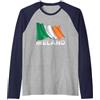 Flags Of The World Shirts & Gifts Irlanda Country Shirt - Sventolando la bandiera irlandese Maglia con Maniche Raglan