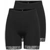 ONLY Onllive Love Life Lace Shorts 2PACK Jrs Pantaloncini, Nero, XS Donna