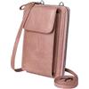 KUKOO Borse a tracolla piccole per le donne PU cuoio cellulare borsa portafoglio con slot per carte di credito, Rosa