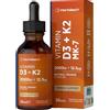Horbäach Vitamina D3 K2 Gocce da 60 ml | Vitamina D Colecalciferolo 2000 UI + Vitamina K2 MK7 All-Trans | Alto Dosaggio | Salute delle Ossa e Supporto Immunitario | di Horbaach