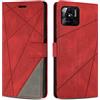 SONWO Cover per Xiaomi Redmi 10C Custodia, Flip Caso in PU Pelle Case Cover Premium Portafoglio Custodia per Xiaomi Redmi 10C, Supporto Stand, Slot per Schede, Rosso