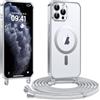 Kokio Cover Magnetica per iPhone 11 pro max 6,5 Pollici Case avec Cordino,Compatibile con MagSafe, Trasparente Morbido Custodia Paraurti Antiurto, Resistente all'us, Antigraffio, Argento