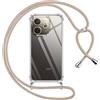 Pnakqil Cover per Oppo A5 Pro 4G/5G con Cordino, Trasparente Custodia con Laccio Tracolla Cellulare Girocollo Collana Protettiva per Oppo A5 Pro 5G 6.67 Pollic, Khaki
