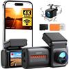 iZEEKER 4K Dash Cam Auto, WiFi 6 Dashcam Auto con Scheda SD 32G, Doppia Dash Cam 4K+1080P, Display IPS da 2,99, APP, Visione Notturna, Sensore G, Registrazione in Loop, Modalità Parcheggio 24H