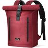 YOKGO Zaino da Viaggio, Zaino Rolltop Backpack per Laptop Porta PC 15,6 Pollici, Università Zaini Antifurto Espandibile 18-25L per Donne Uomini Zainetto Daypack Casual per scuola, Lavoro Rosso