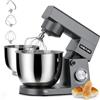 CHeflee Impastatrice Planetaria 1500W Robot da Cucina Multifunzione con 4,5 e 5,5 L Ciotola in Acciaio inox,10 velocità,con Gancio per Mescolare,Gancio per Impastare Impastatrice Professionale(Grigio)
