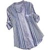 Xmiral Maglietta Camicetta Donna Taglie Forti Bottone Vintage Scollo a V Manica Corta Bottone in Pizzo (M,4- Blu)