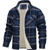 Oanviso Camicia Giacca Imbottita Uomo Scozzese Invernale Felpata Boscaiolo Camicie Button Down Plaid Quadri Giubbotto Con Bottoni Caldo e Morbido Giubbino Classico Casual Cappotto B Blu Navy 3XL