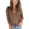 Generisch Maglione estivo da donna, leggero, casual, a maniche lunghe, aperto, senza saggezza, elegante, caldo, oversize, in tinta unita, moderno, da donna, marrone, M