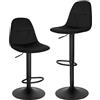 Lestarain Set di 2 Sgabelli da Bare Cucina, Sgabelli Alti con Schienale in Velluto, Sedie da Bar con Poggiapiedi, Sedile Altezza Regolabile 60-81 cm, Girevole a 360°,in Metallo, Nero, LBAI64003-2