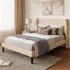 Xbro Letto Imbottito 140 x 200 cm, Testiera Confortevole, Design Moderno, Facile da Montare, Spazio di Archiviazione sotto il Letto, Beige