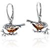 AMBEDORA Orecchini passeri in argento Sterling 925 con ambra baltica Cognac regalo da donna, in argento Sterling, ambra, Argento sterling, Ambra