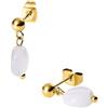 Purelei® Island Dawn - Orecchini a perno con agata blu - Acciaio inossidabile placcato oro 18 carati - Orecchini da donna minimalisti 16 mm - Delicata pietra naturale per chiarezza e leggerezza
