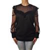 Dondup Casacca Dondup in nero: camicia chic a maniche lunghe con pizzo fine e dettagli trasparenti