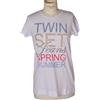 Bresci Elegante Twin Set t-shirt in cotone con stampa unica e strass di lusso esclusivi