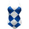 Bemymood Costume intero Bemymood in lycra bianca con rombi blu e scollo retro chic