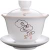 Liang baobao Gaiwan - Tazza da tè in porcellana smaltata bianca con bordo dorato, tazza da tè cinese Gongfu Tureen con coperchio sancai e piattino (nuvole auspiche)