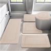 chakme Set di 5 tappetini da bagno, in morbido memory foam e tappetino per WC a forma di U, antiscivolo, lavabile, colore: beige
