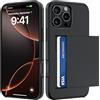 ÁRBOLORO Cover per iPhone 16 Pro Max con Porta Carte Custodia Portafoglio Antiurto Anti-Graffio Resistente Grado Militare Protettiva Slot Nascosto Scorrevole Case, Nero