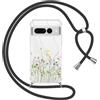 Yoedge Cover con Cordino per Google Pixel 7 Pro 5G 6,7, Trasparente Aesthetic Disegni Fiori Custodia con Collana Tracolla Laccio Collo, Sottile TPU Bumper Silicone + PC Antiurto Protettiva Case,02