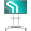 ONKRON Carrello TV 32″ - 65″, Porta TV con le Ruote, Carico Totale 50 kg, Supporto Televisore da Terra max VESA 600x400 mm, Porta Televisore da Terra con Mensola Universale, Colore Bianco TS1351-W