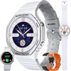 MYSHUN Smartwatch Donna Chiamata Bluetooth e Risposta Vivavoce, 1,32 AMOLED IP68 Impermeabile Orologio Sportivo con Misurazione Pressione Sanguigna, SpO2, 3 Bracciali, Orologio per Android iOS (Argento)