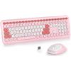 SOLIDEE Combo Tastiera e Mouse Wireless Colorato,tastiera per macchina da scrivere retrò 2.4GHz,104 Tasti con Tastierino Numerico,Tastiera a Membrana Silenziosa(Americana QWERTY)(Pro Pink)