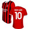 ZeroPlayer Maglia Replica Ufficiale Milan Personalizzata con Nome e Numero di Rafa Leao, Modello Home Stagione 2024/2025, Rosso, Nero, Adulto, Ragazzo, Bambino, 100% Poliestere, Taglia Small