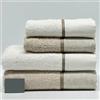 Mahome Set Asciugamani 4 Pezzi 450 Gr/m² 100% Cotone Italiano Artigianale con Balza in Lino | Set 2 Viso + 2 Ospite Morbidi Soffici Made in Italy (Beige Balza Lino)