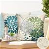 DecorMommt Estate Federe Cuscini Divano 40x40cm Blu Verde all'aperto Impermeabile Copricuscini Divano Set di 2 Dalia Moderno Fodere Cuscino per Divano Decorative Fodere Per Soggiorno Giardino Terrazza