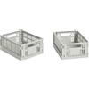 Hay - Set di 2 cestini Colour Crate - Grigio - Polipropilene riciclato - Designer Hay Studio