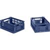 Hay - Set di 2 cestini Colour Crate - Blu - Polipropilene riciclato - Designer Hay Studio