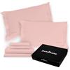 PERLARARA Completo Lenzuola Matrimoniali Cotone Percalle - Set letto Lenzuolo sopra, sotto con angoli e 2 federe - Rosa antico