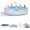 Intex Piscina fuori terra con struttura rotonda intex prisma frame chevron effetto rigato 488x488x122 cm - cod. 26746np