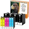 Starlet24 10x cartucce T1301-T1304 compatibili con Epson T1301 T1302 T1303 T1304 per Stylus SX525WD SX535WD SX620FW Office B42WD BX925FWD BX635FWD Workforce WF-3520DWF WF-7525 WF-7015