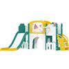 AIYAPLAY Set scivolo 7-in-1 per Bambini, con Cestino da Basket, Parete da Arrampicata e Altalena, per Interni ed Esterni, Giallo e Verde | Aosom Italy