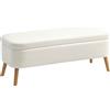 HOMCOM Panca contenitore, con capacità di 65 L, Rivestimento in pile, 120x42x45 cm, Bianco crema | Aosom Italy