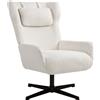 HOMCOM Poltrona Imbottita con Base Girevole e Telaio in Metallo, 86,5x74x102 cm, Crema | Aosom Italy