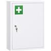 kleankin Armadietto Medicinali a 3 Ripiani con Serratura e 2 Chiavi, in Acciaio, 40x15x53.5 cm, Bianco | Aosom Italy