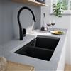 evineo line 650 lavello da cucina con vasca doppia La: 75 P: 45,5 cm, BRN200BL+UB630166, line 650 nero opaco [Lavelli da Cucina > per Base Sottolavello a partire da 80 cm]