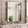 JISOSO Specchio da bagno nero, 50 x 76 cm, con cornice in metallo nero, specchio rettangolare arrotondato opaco con vetro temperato, antiruggine, orizzontale/verticale