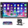 Rimoody Autoradio 2 Din con Bluetooth Vivavoce IOS/Android Mirror Link 7 Pollici Touchscreen Autoradio Doppio Din con Bluetooth FM Radio USB/AUX/TF Comandi al Volante Telecamere Retromarcia