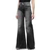 GIIWAKI Jeans da donna con fondo a campana Jeans svasati a vita alta a gamba larga Bootcut Jeans larghi Jeans elasticizzati a gamba larga Piedi larghi Pantaloni in denim lunghi, 01-black Jeans Donna,