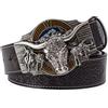 WRJAHCG Cintura western per cowboy, cintura da cowboy western vintage da rodeo con corno lungo,Silver coffee,120CM/47.3''