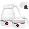 LOMUG Bollitore Pieghevole da 600 ml Portatile da Campeggio, Mini Bollitore Elettrico in Silicone, Piccolo Bollitore da Viaggio con 2 Bicchieri Pieghevoli per Campeggio, Viaggi, attività all'aperto