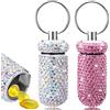 cobee Bling - Contenitore per pillole, 2 pezzi, impermeabile, portatile, con cristalli, con portachiavi, per viaggi, campeggio all'aperto
