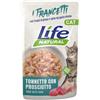 LIFE NATURAL 1 x 55 g Life Natural i Trancetti Busta Alimento Cibo Umido Completo per Gatti Adulti con Tonnetto e Prosciutto Grain Free