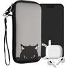 kwmobile Custodia in neoprene con zip per smartphone XL - 6,7/6,8 - Astuccio portacellulare a sacchetto con cerniera - Borsa verticale - grigio/nero