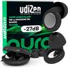 Udivita Tappi per Orecchie Antirumore Insonorizzanti per Dormire Viaggiare Studiare -27dB UdiZen Aura - 1 Paio Inserti Auricolari Riutilizzabili Ergonomici Riduzione Rumore SNR 27dB con Custodia Colore Nero